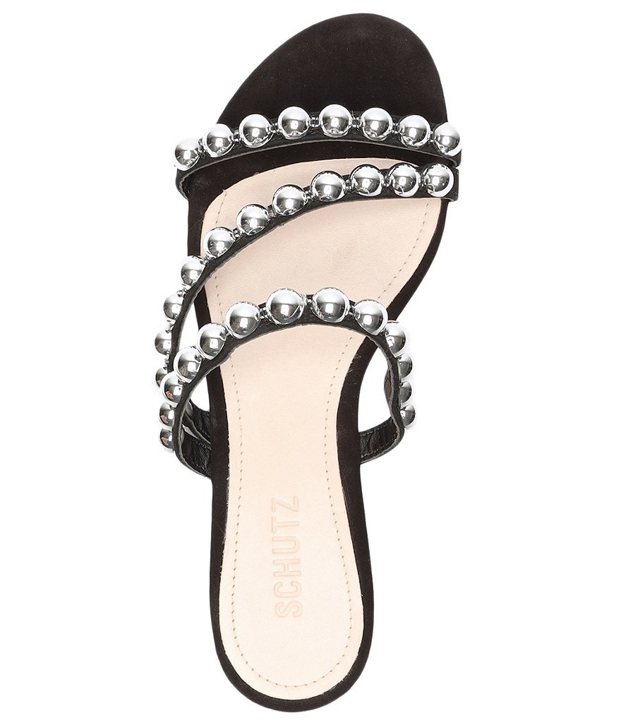 Schutz Aurelia Studded Suede Flat Slide Sandals