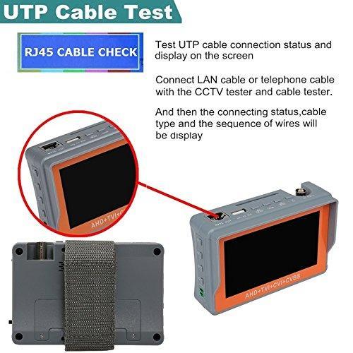 4.3 Inch Wrist CCTV Tester, ZUEXT 4 in 1 1080P Portable Camera Tester AHD TVI CVI CVBS Tester TFT LCD Monitor Analog Video Test Cable Test PTZ Control 12V Power Output