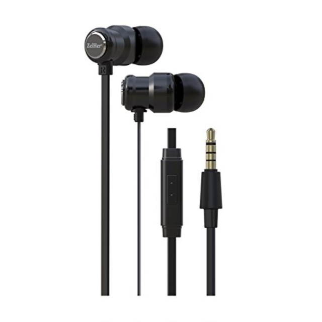 ZelHer MX-10 In-Ear Headphones with Mic - Top Rated Wired In-Ear Earbuds with Inline Control and 10mm Dual Chamber Drivers for Superior Sound Quality - Stylish, Tangle-Free Cables (Black)