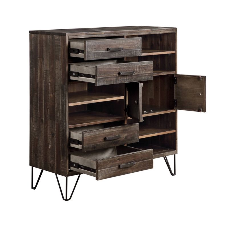 46" Alvara Court Vintage 4 Drawer 2 Door Bookcase Brown - Treasure Trove Accents