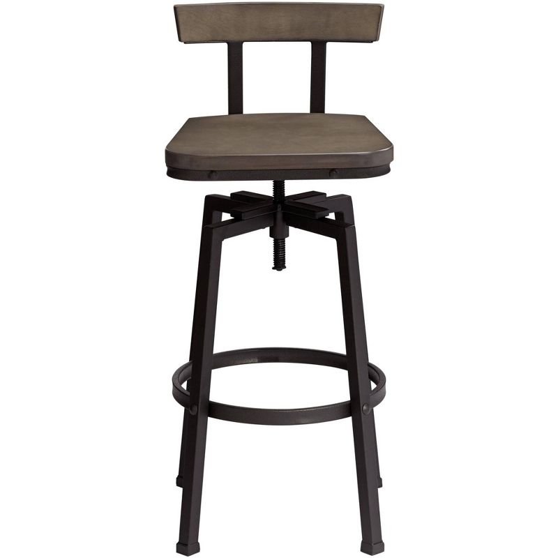 Elm Lane Roark Gray Wood and Bronze Adjustable Swivel Barstool