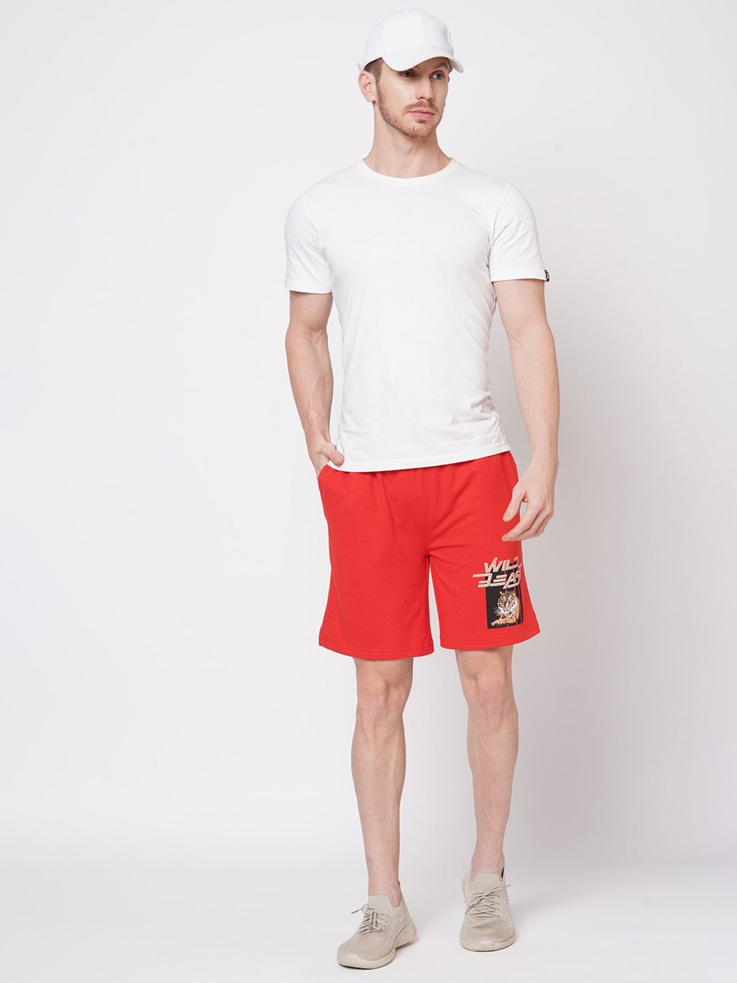 Fitz Red Slim Fit Printed Shorts