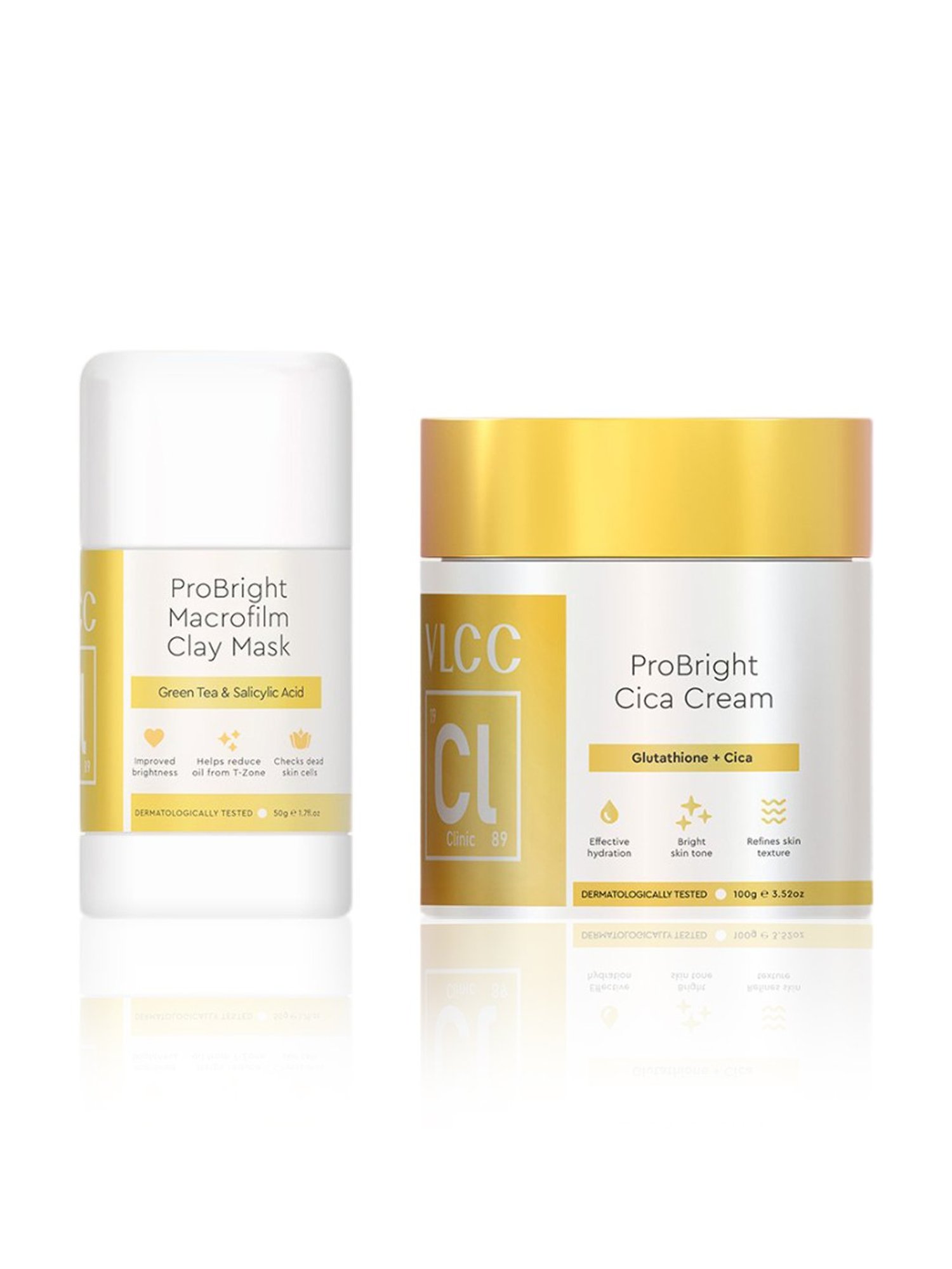 VLCC Clinic ProBright Macrofilm Clay Mask & Cica Cream Combo