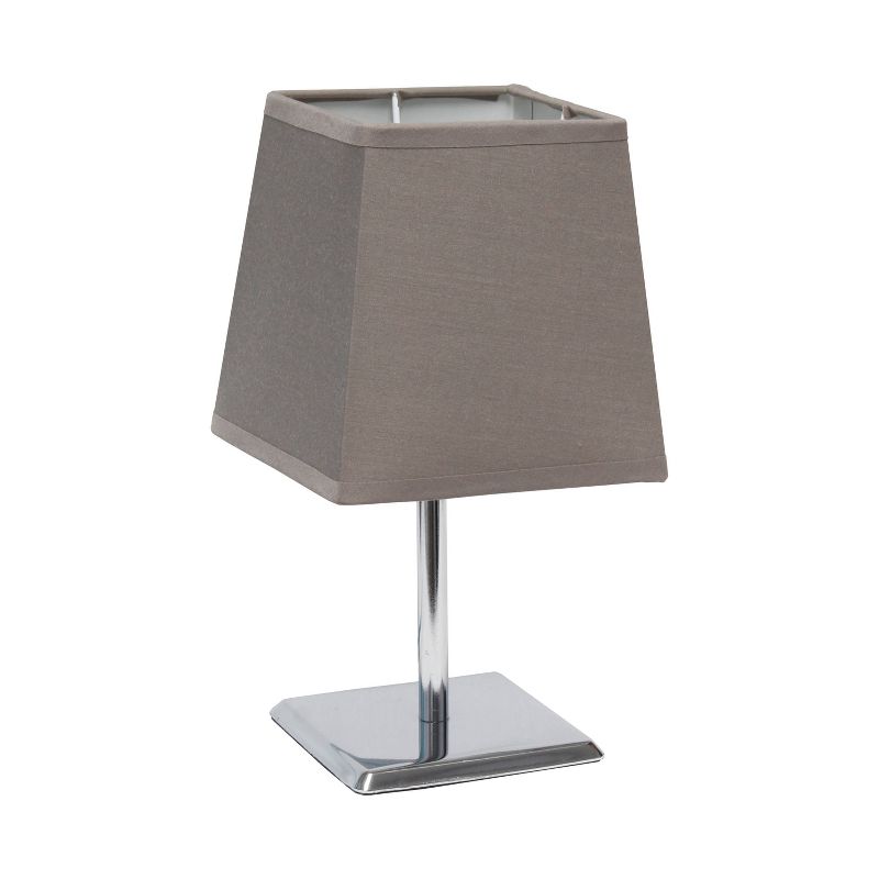 Mini Table Lamp with Squared Empire Fabric Shade Gray - Simple Designs