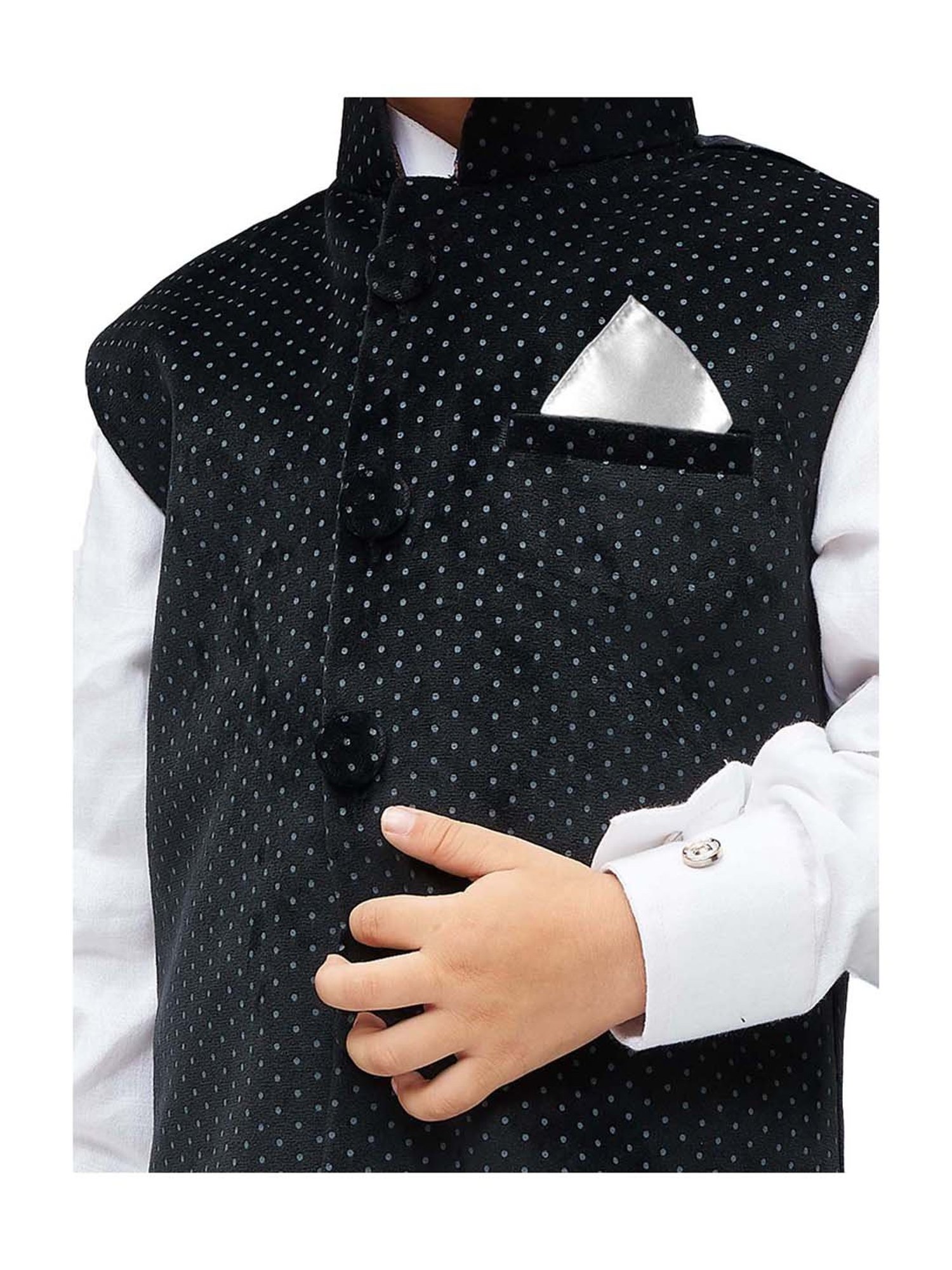 VASTRAMAY Kids White Cotton Printed Kurta Set