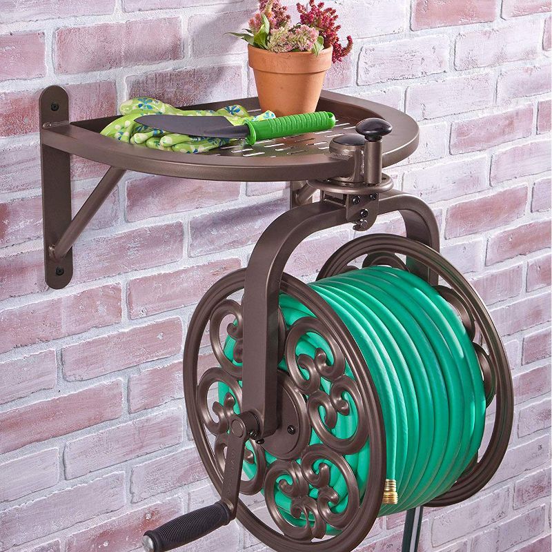 Liberty Garden Navigator Wall-Mounted 360 Degree Rotating Garden Hose Reel, Bronze, Holds 125-Feet of 5/8 Inch Hose (2 Pack)