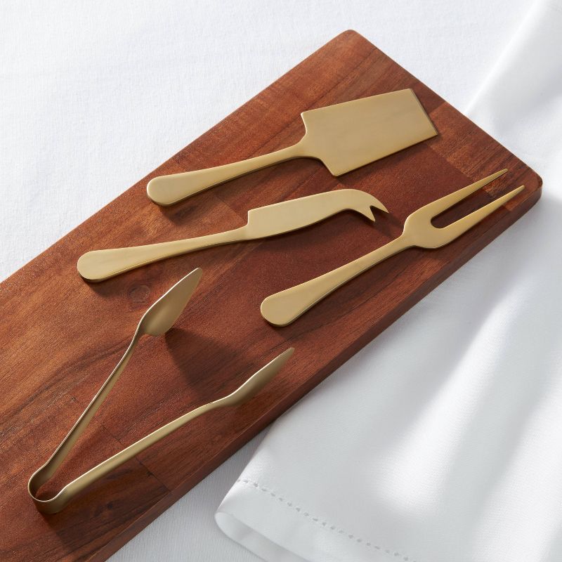 4pc Stainless Steel Cheese Serving Set Gold - Threshold™