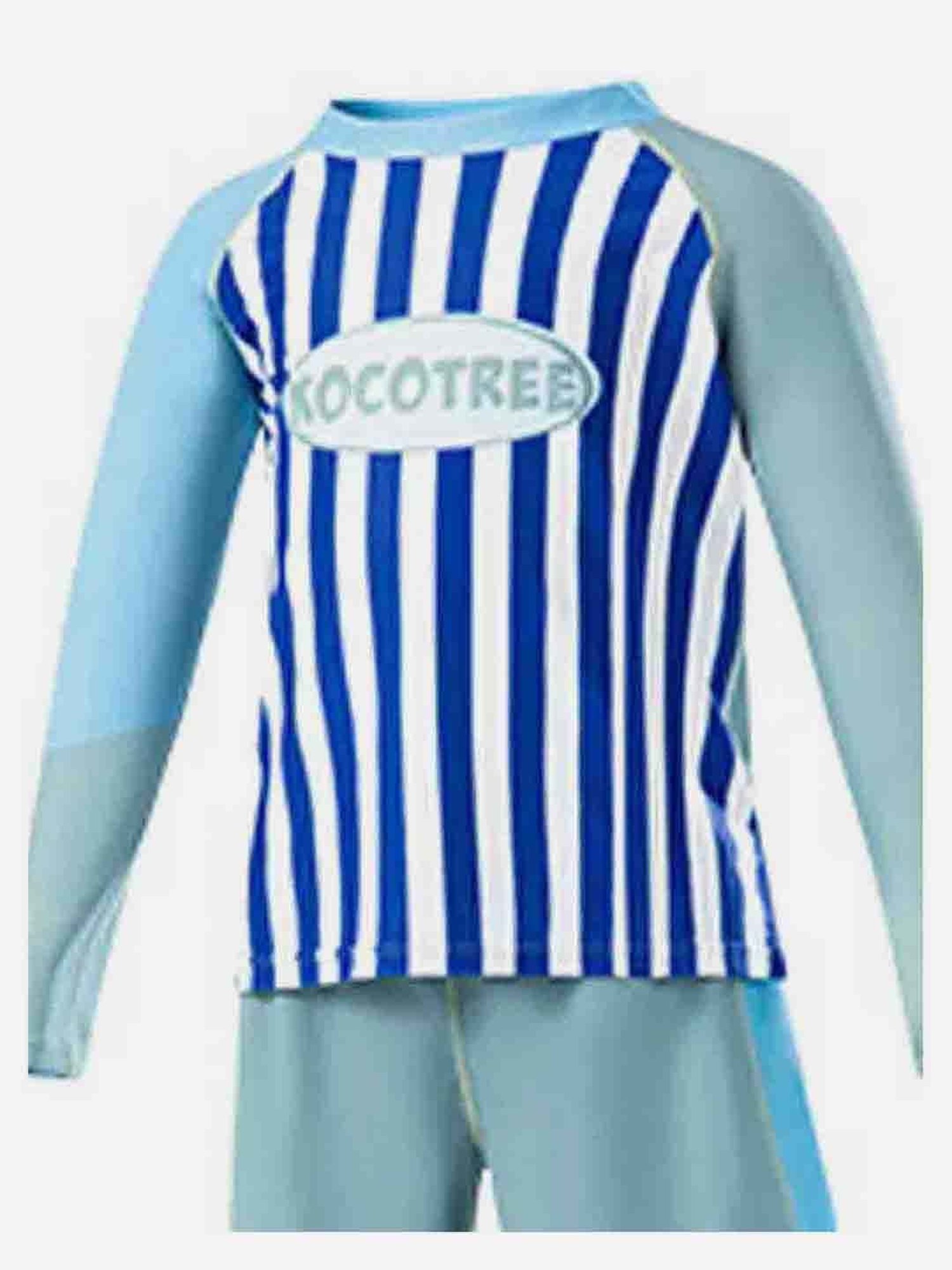 Little Surprise Box Kids Blue & White Striped Full Sleeves T-Shirt Set