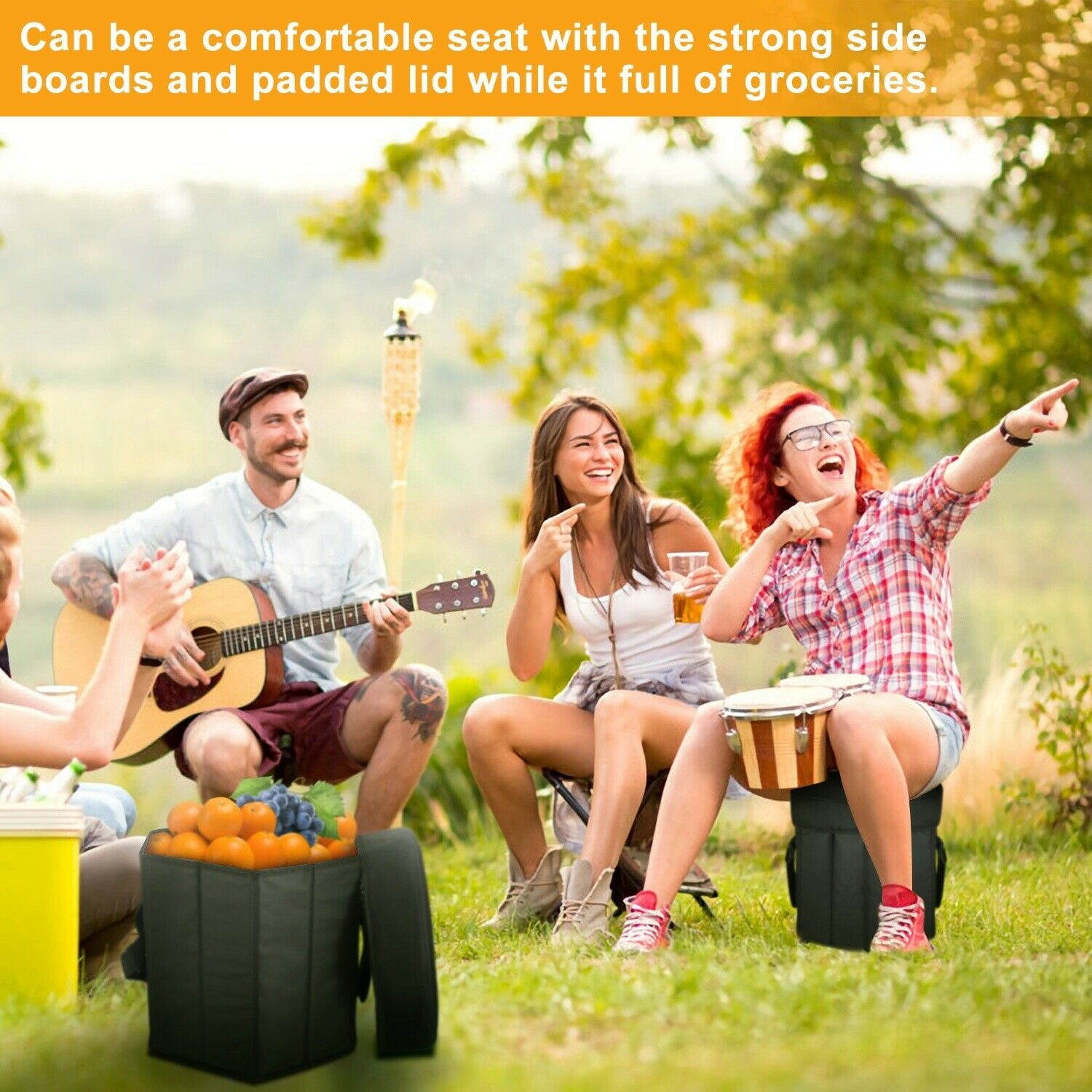 12 Qt Collapsible Soft Sided Insulated Cooler Bag Seat Outdoor Camping Traveling