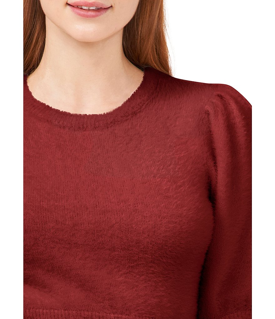 A Loves A Round Neck Long Bishop Sleeve Rib Knit Sweater