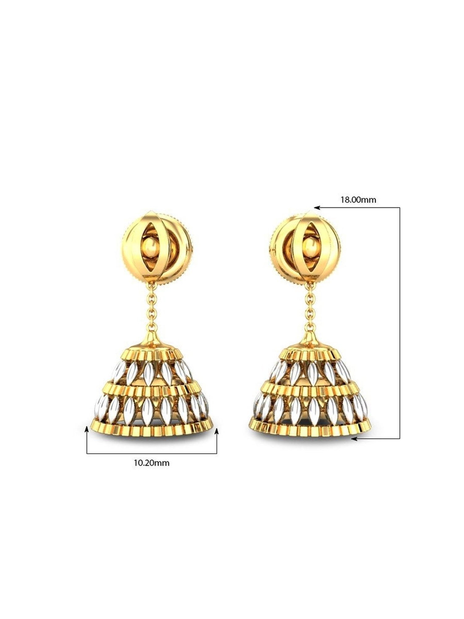 Candere by Kalyan Jewellers Peacock Collection 18k Yellow Gold Jhumki Earrings for Women