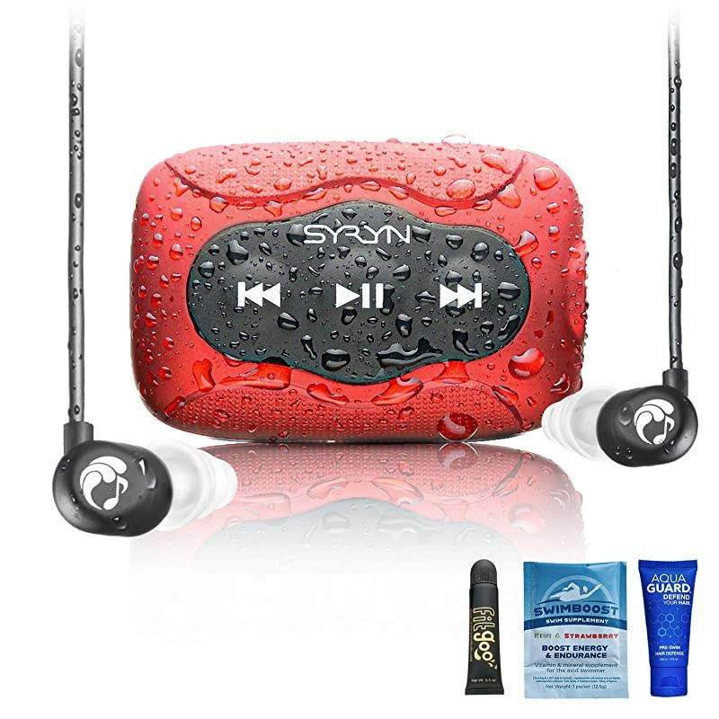 Flip Headphones and 8 GB SYRYN Waterproof MP3 Player with Shuffle Feature