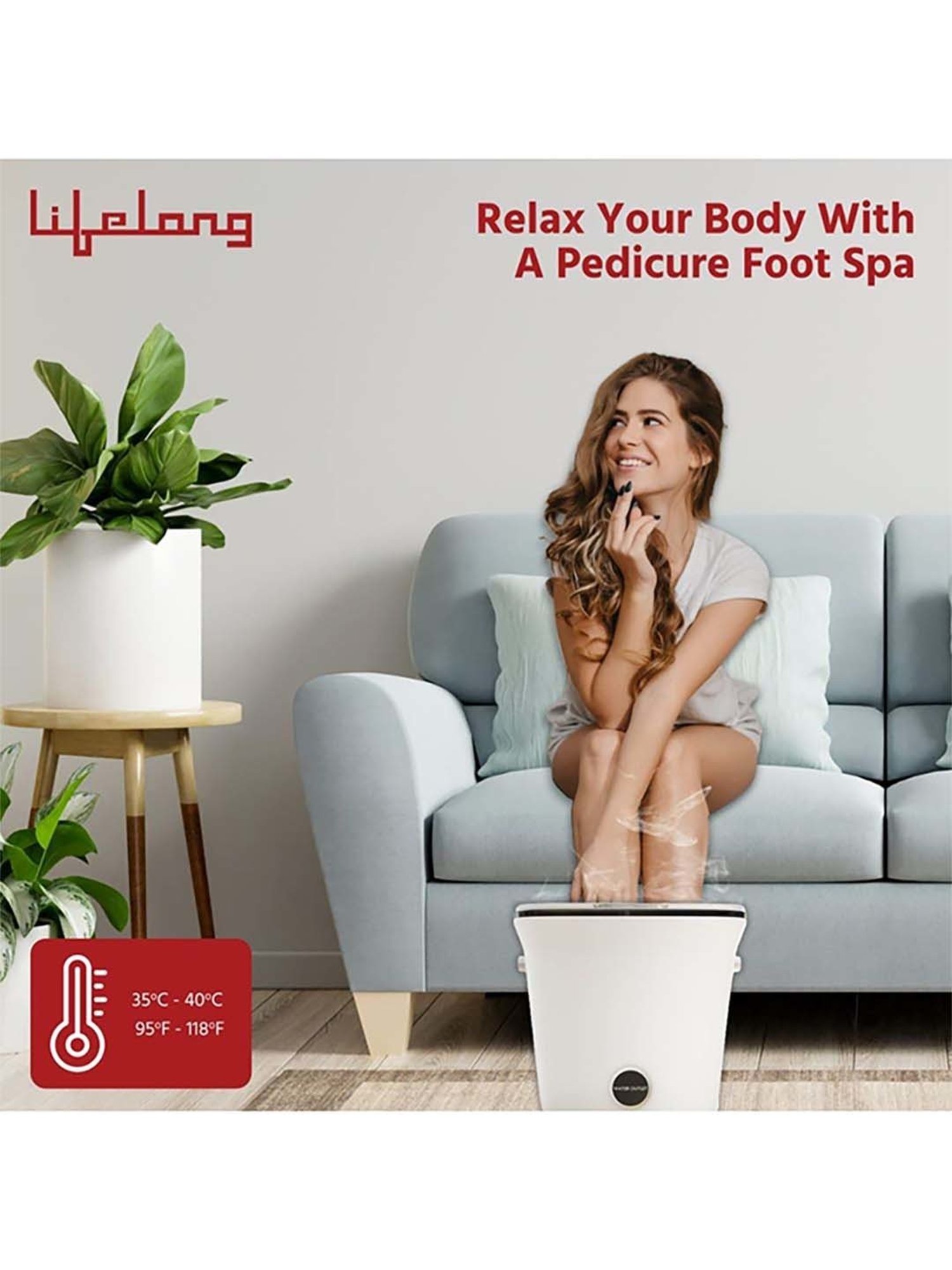 Lifelong LLM477 Premium Foot Spa Massager with Digital Screen (White)