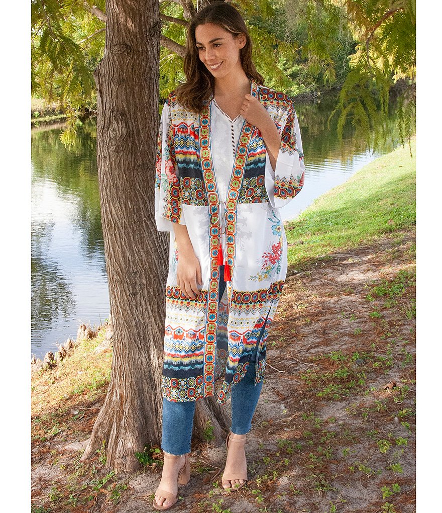 Caroline Rose Tissue Linen Bracelet Sleeve Shirt Jacket