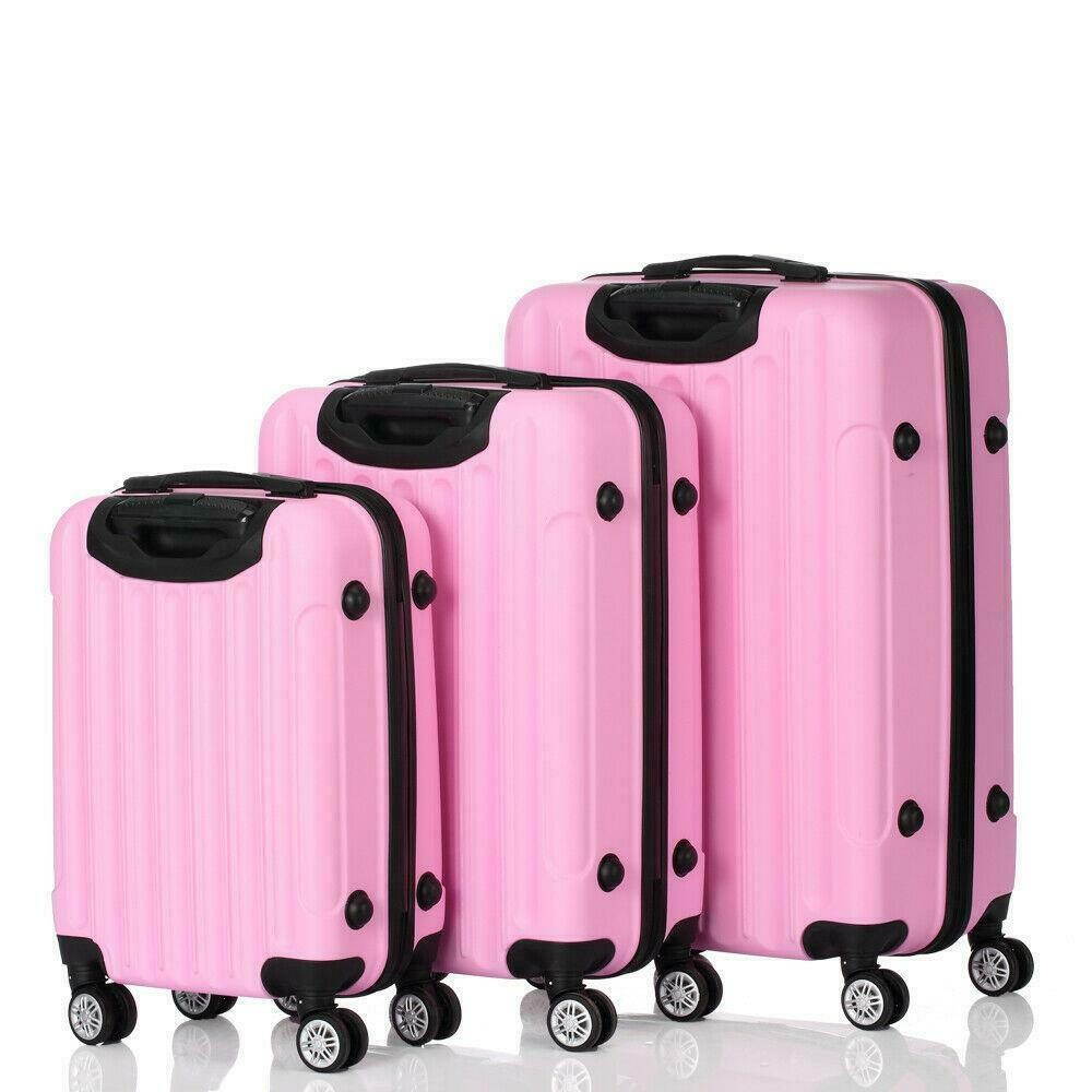 Lot 3 Luggage Travel Set ABS Bag Trolley  Suitcase w/TSA Lockable