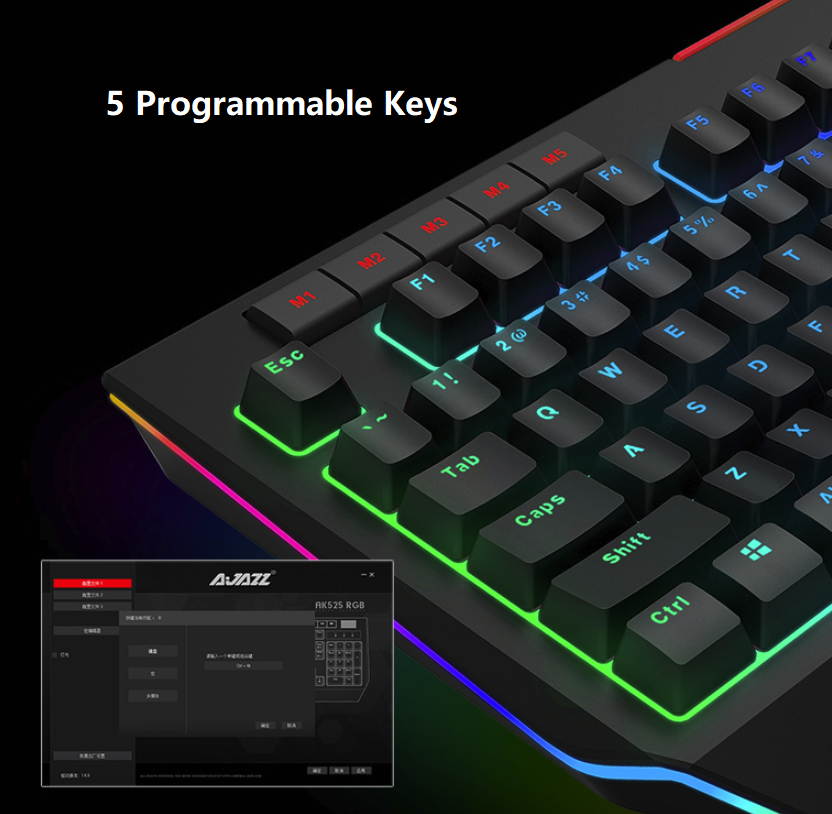 A-jazz AK525  Ergonomic Design, Cool Exterior USB  Wired Brown Mechanical RGB Gaming Keyboard - Black