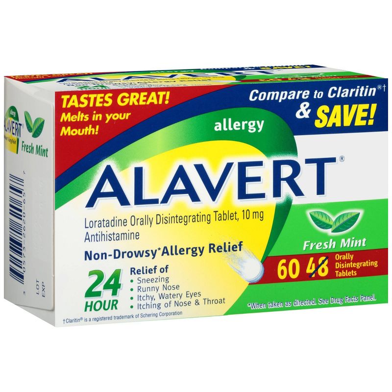 Alavert 24-Hour Allergy Relief Dissolving Tablets - Loratadine - Fresh Mint Flavor - 60ct