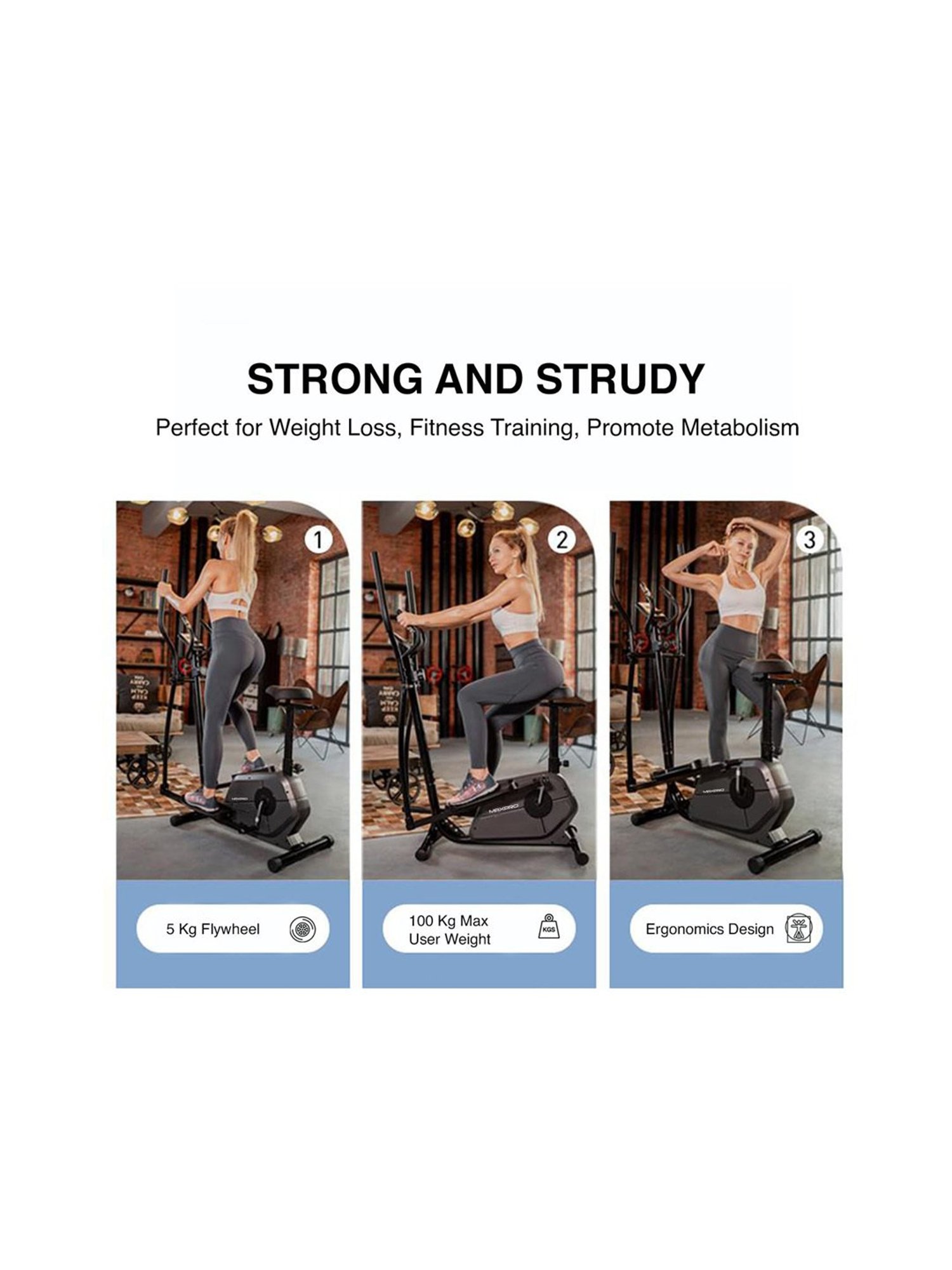 MAXPRO LCD Display Elliptical Trainer (Black)