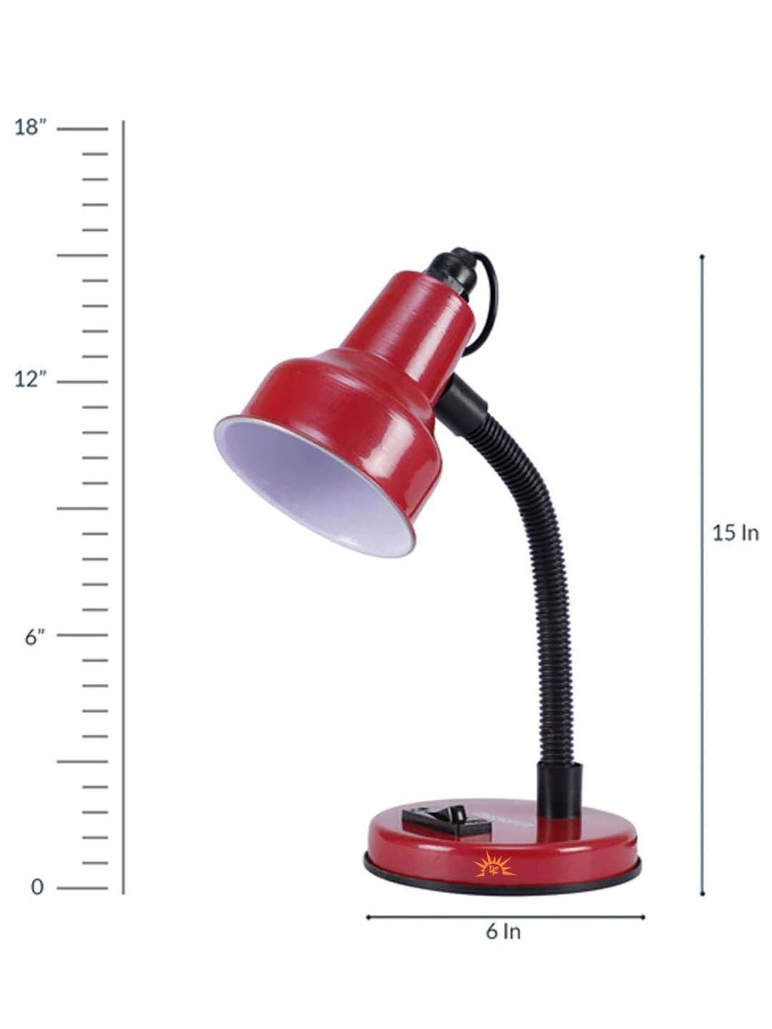 DecorativeRay Red Iron Study Table Lamp - Set of 1