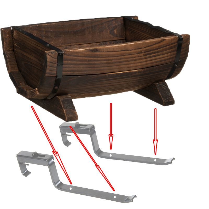 Gardenised Half Barrel Adjustable Deck Railing Planter 20 inch