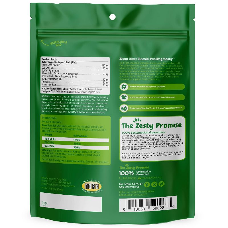 Zesty Paws Hemp Elements Orastix Aller-Immune Original Flavor - 25oz