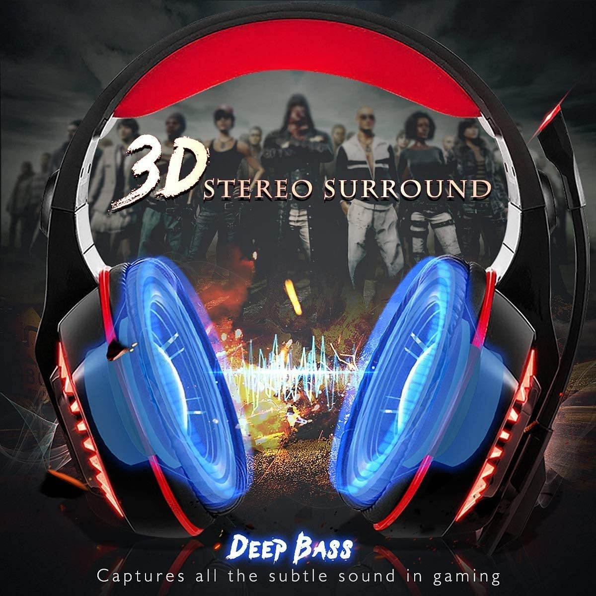 Voice Changer Gaming Headset for Phone/PS4/Xbox/Switch/IPad/Computer/Kids, Over-Ear Headphones with Volume Control LED Light Cool Style Stereo for PS4,PC,Xbox One (2-Red)