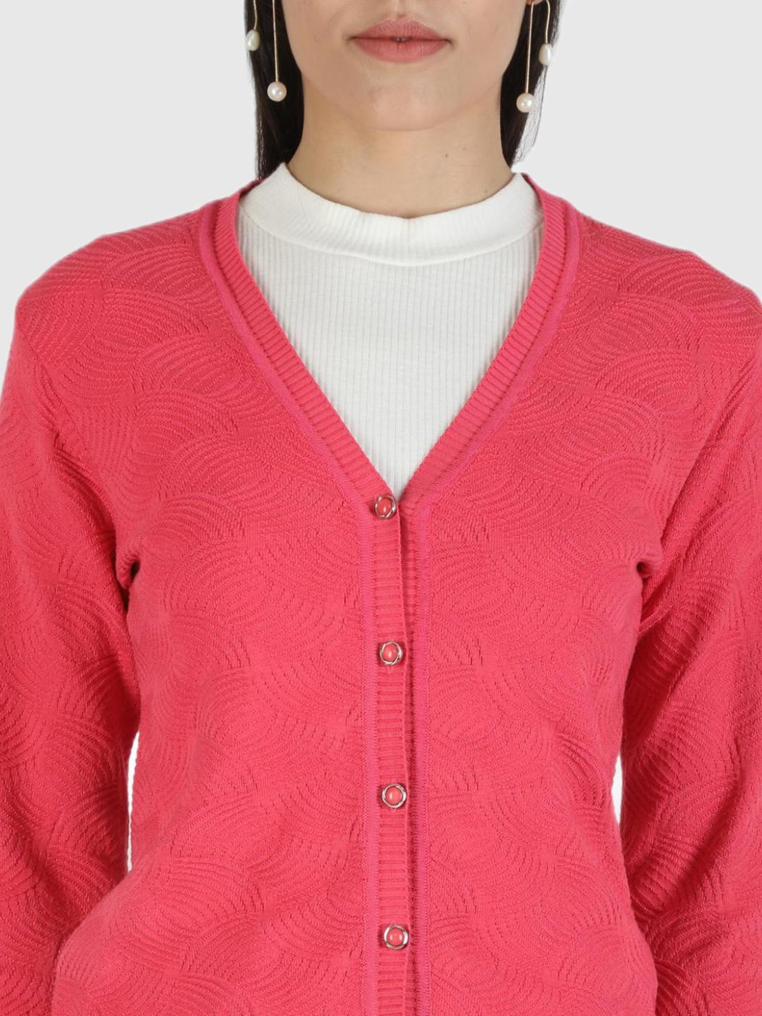 Monte Carlo Pink Self Design Cardigan