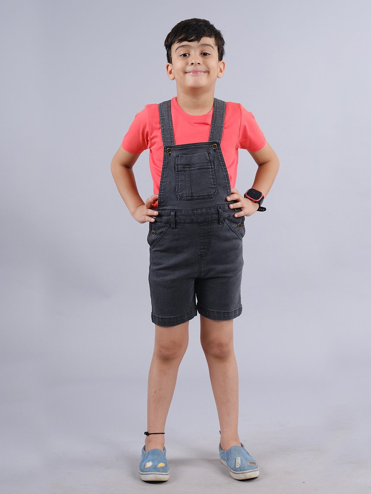 Kiddopanti Kids Blue Solid Dungaree