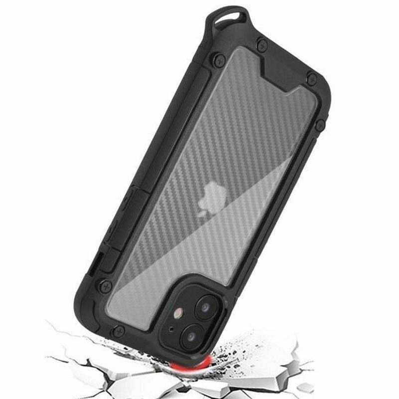 For  iPhone 12 Mini 5.4" Clear Black Carbon Fiber TPU Hybrid Plastic Case