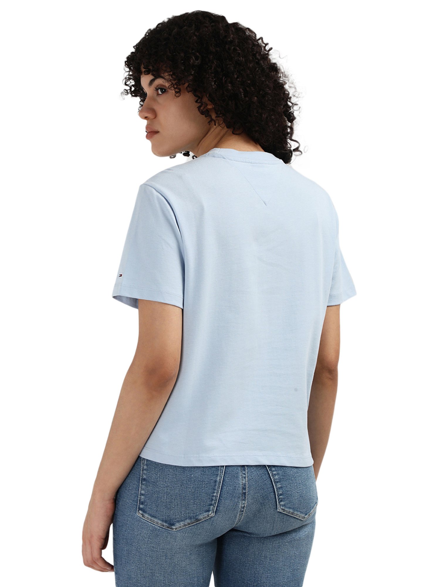 Tommy Hilfiger Blue Pure Cotton Printed Women Regular Fit T-Shirt