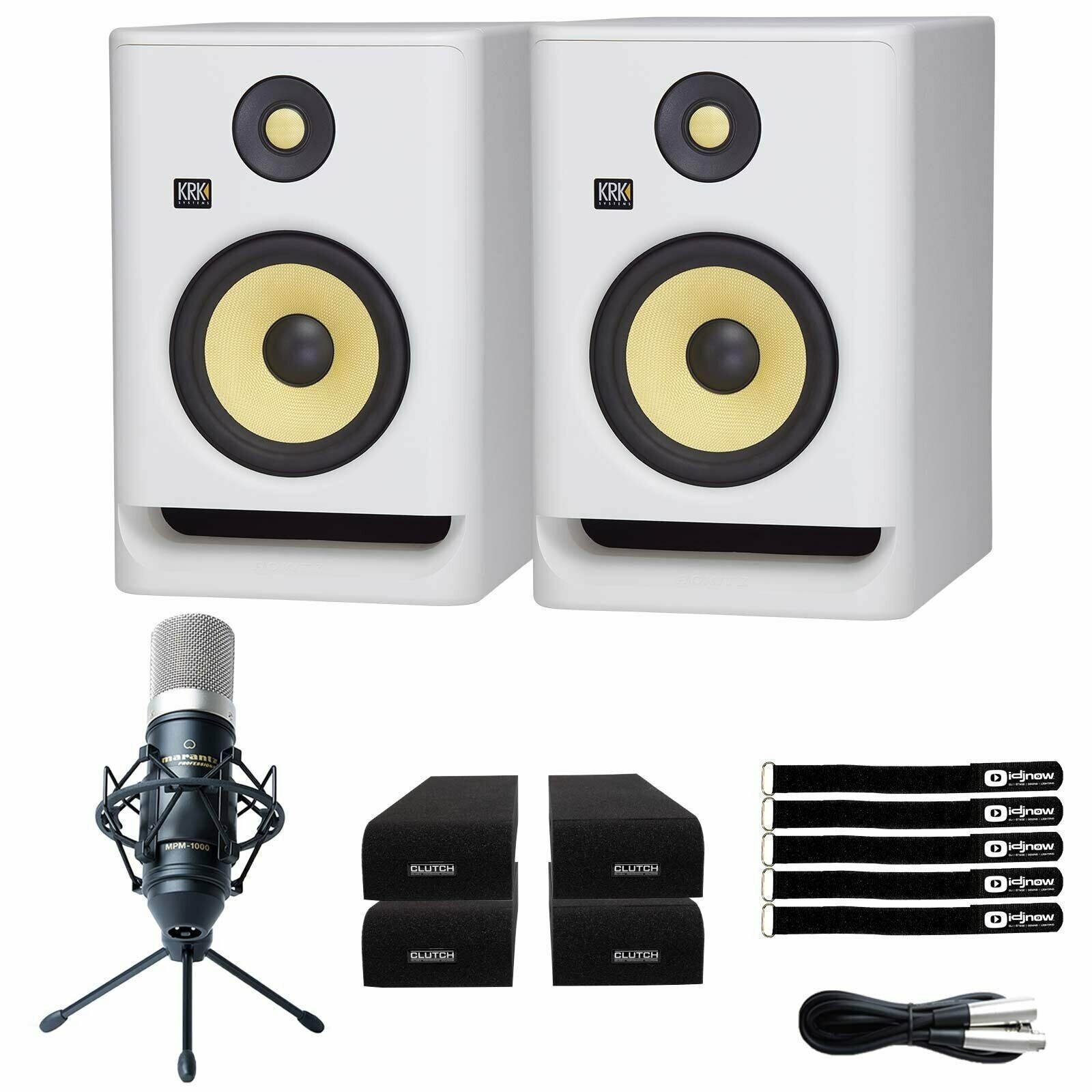 KRK ROKIT RP5 G4 5" Studio Monitor Speakers White Noise Edition w Mic & Pads