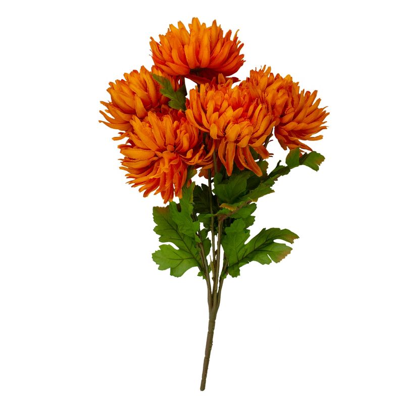 Darice 20.5" Orange and Green Bush Mum Ball Artificial Thanksgiving Spray