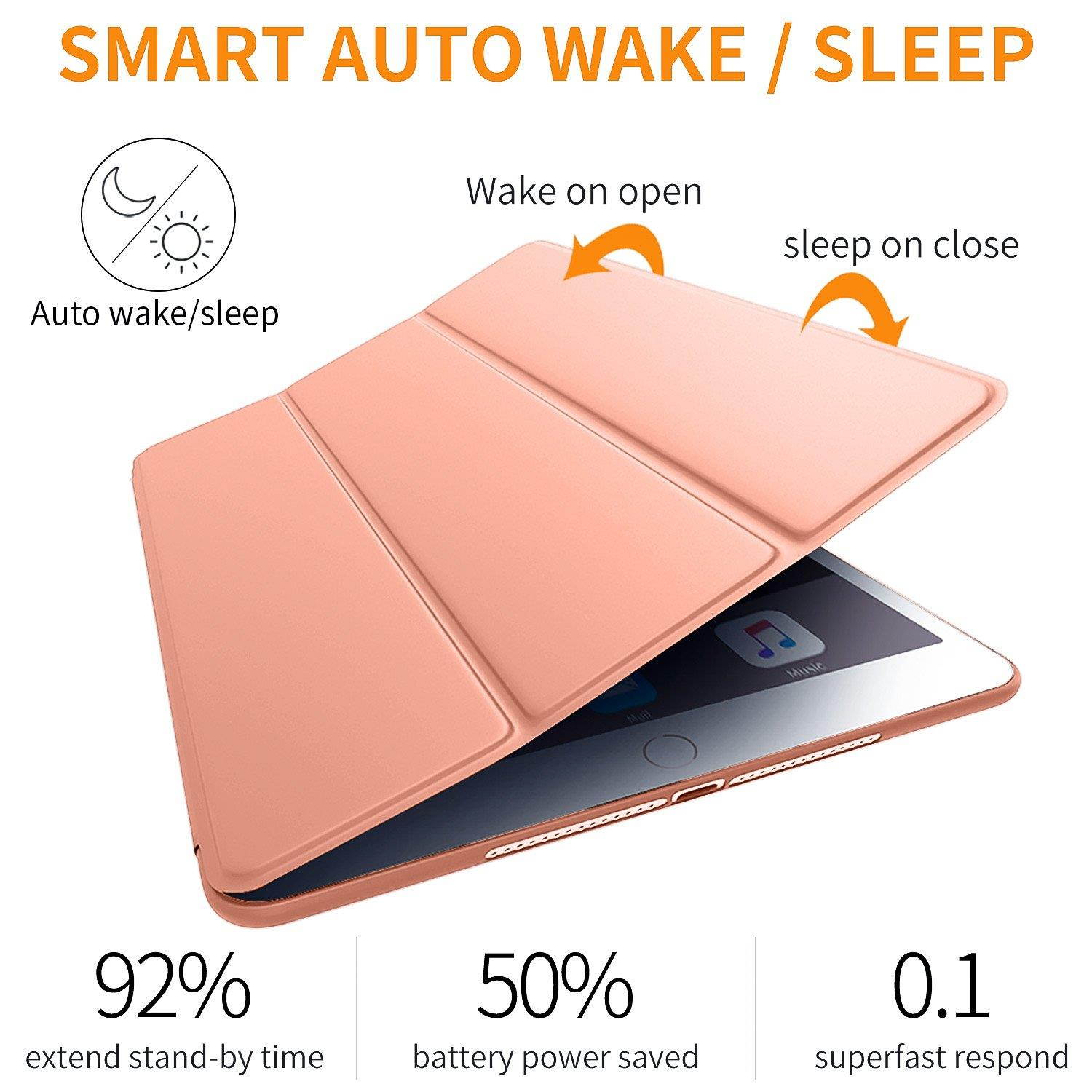 iPad Case for iPad Mini 4, DTTO [Anti-Scratch] Ultra Slim Lightweight [Auto Sleep/Wake] Smart Case Trifold Cover Stand with Flexible Soft TPU Back Cover for iPad mini4, Bright Orange