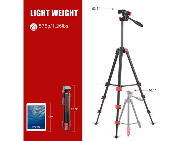 Portable Mobile Phone Tripod, 53-inch Tripod for iPhone, Mobile Phone Tripod with Mobile Phone Holder and Remote Shutter,Very Suitable for Selfie/Video Recording/Video/Live, Black, PH11