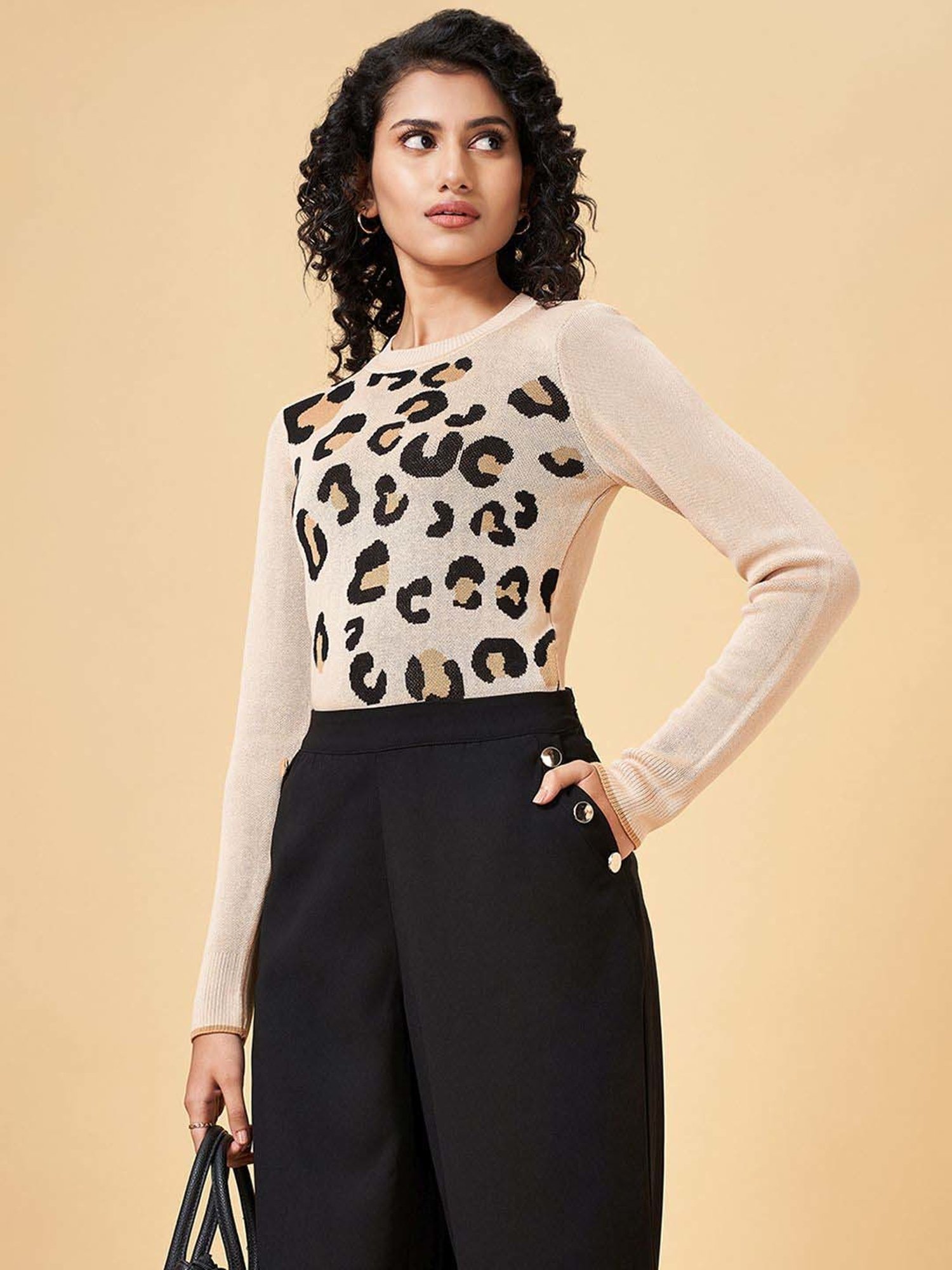 Annabelle by Pantaloons Beige Printed Top