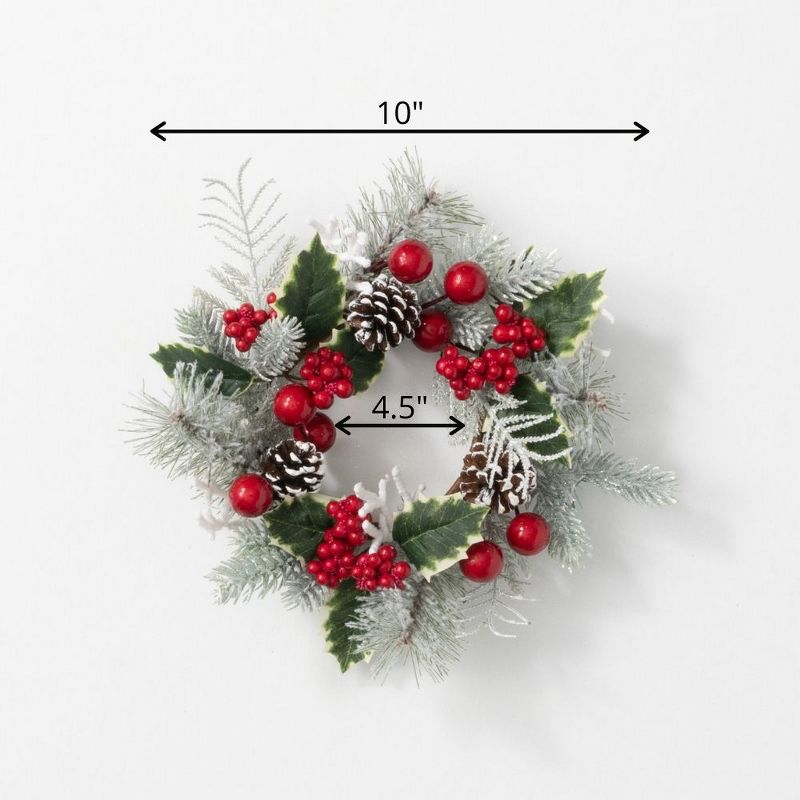 Sullivans Berry & Pine Artificial Mini Wreath 10"H Green