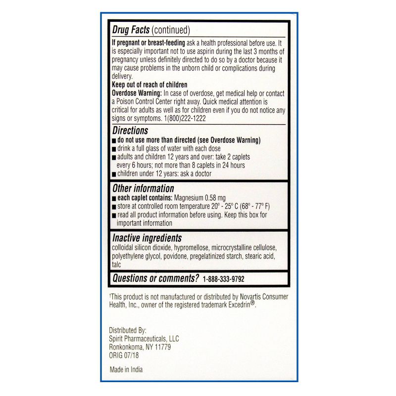 ValuMeds Extra Strength Headache Relief Caplets - Aspirin (NSAID)/Acetaminophen - 100ct