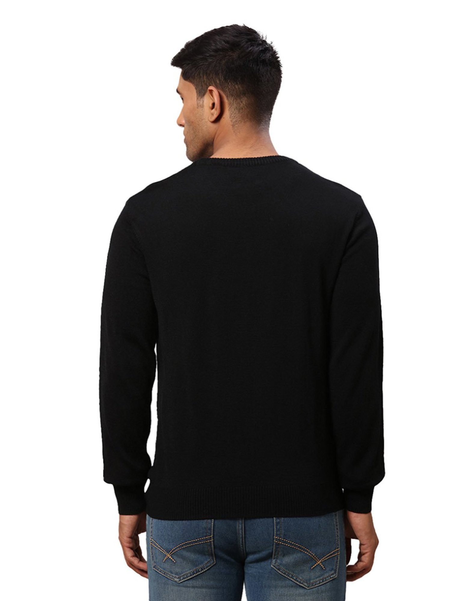 Raymond Black Regular Fit Texture Sweater