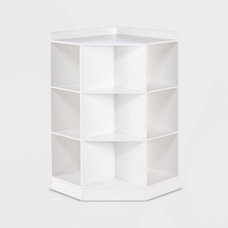 Kids' 6 Cubby with 3 Shelf Corner Cabinet White - RiverRidge