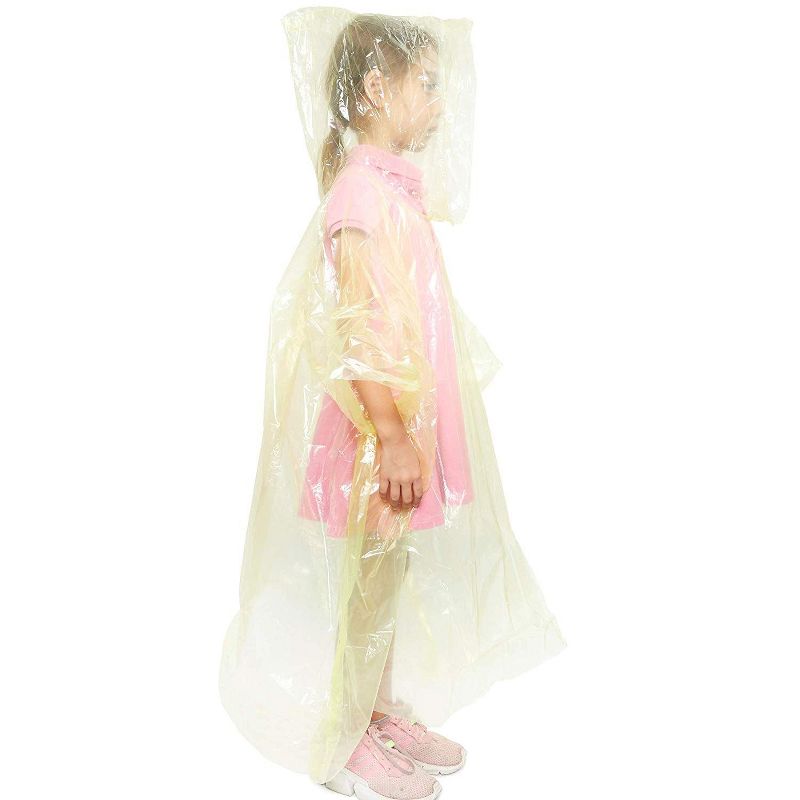 Juvale 12 Pack Disposable Rain Ponchos for Girls with Hood, Waterproof, 4 Colors