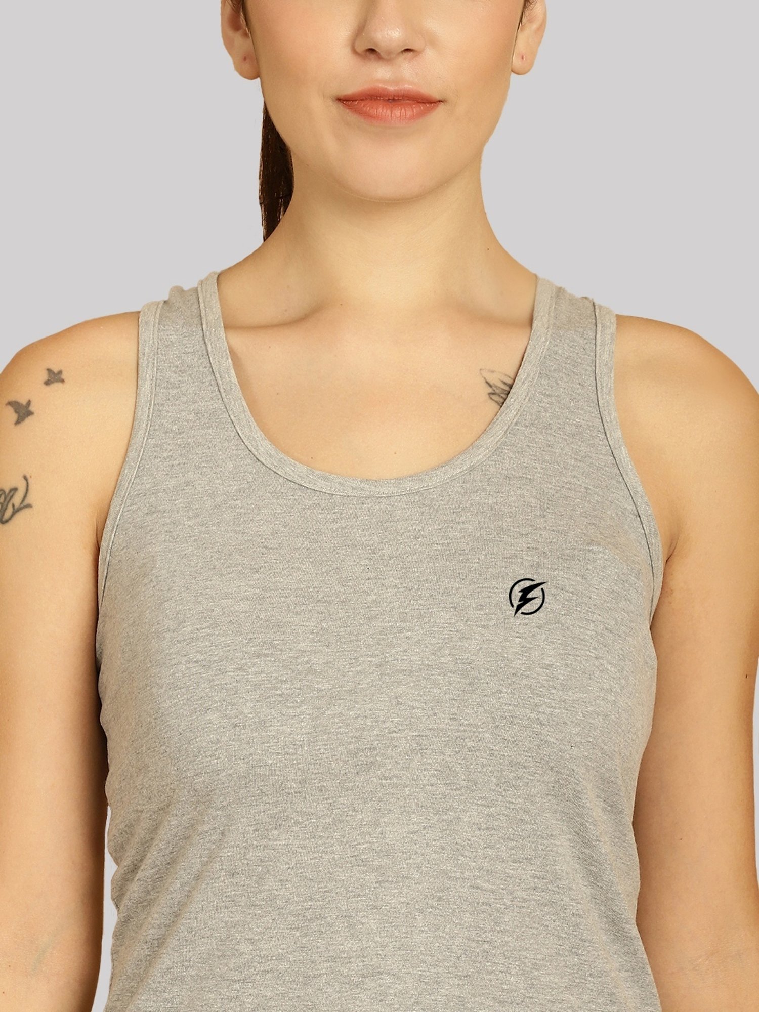 Friskers Grey Cotton Sports Tank Top - Pack Of 2