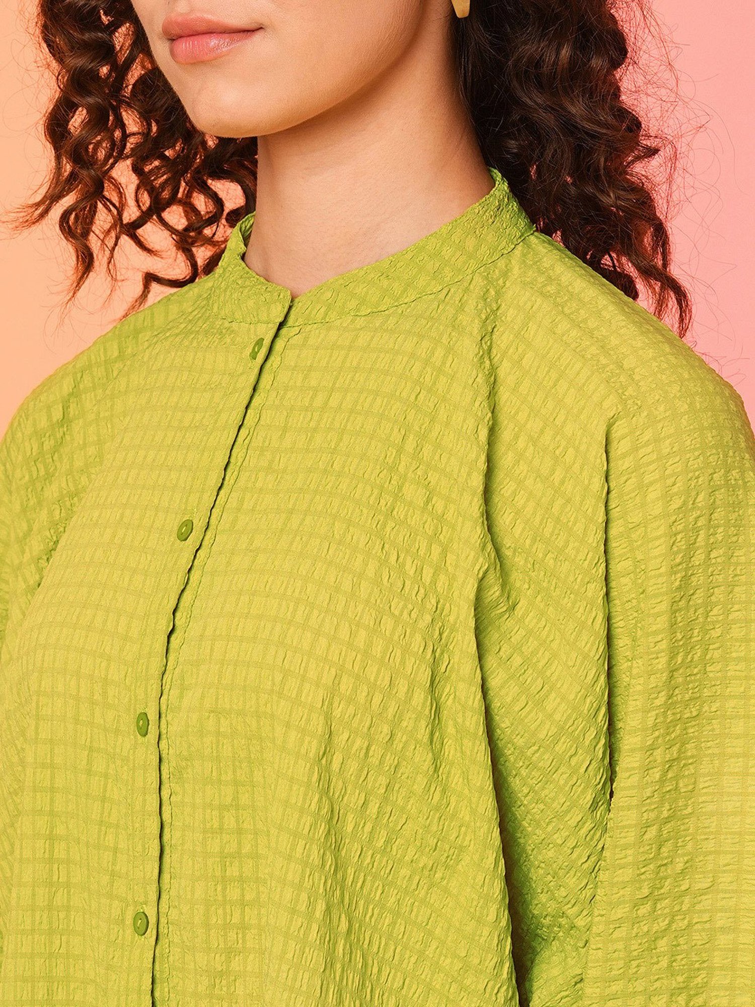 Globus Lime Self Design Oversized Top