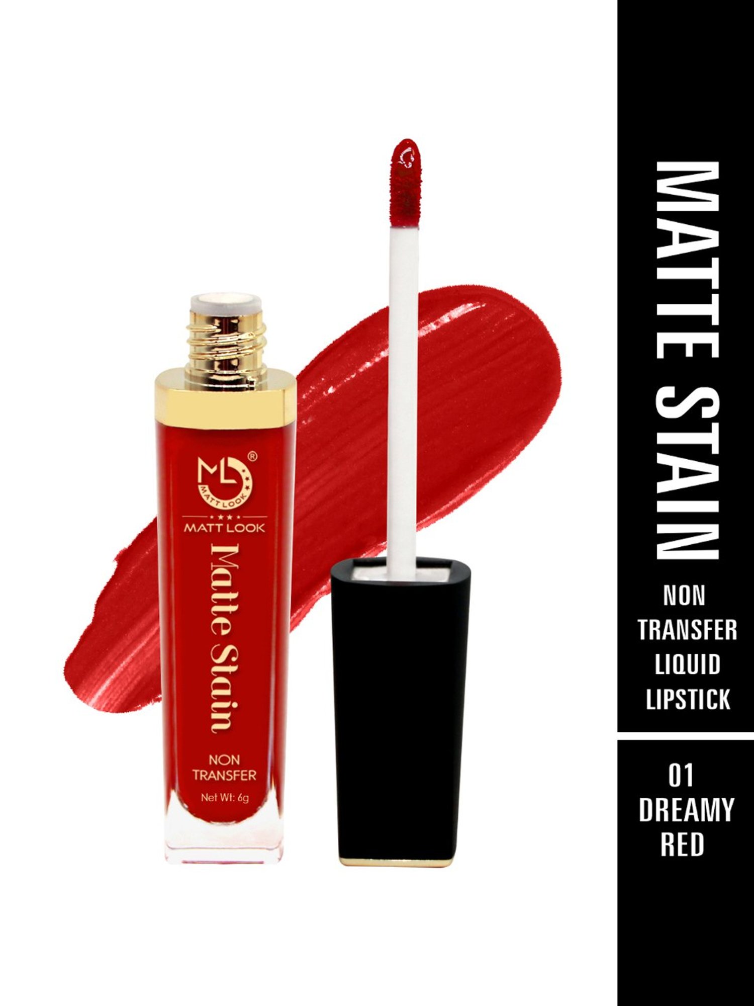 Matt Look Matte Stain Non Transfer Liquid Lipstick 01 Dreamy Red - 6 gm