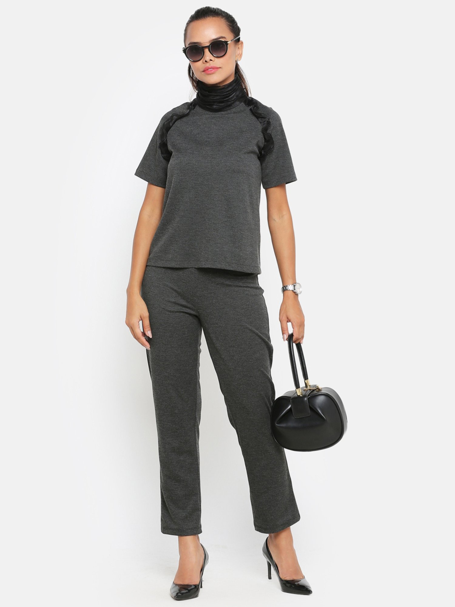 Office & You Grey Mid Rise Trousers
