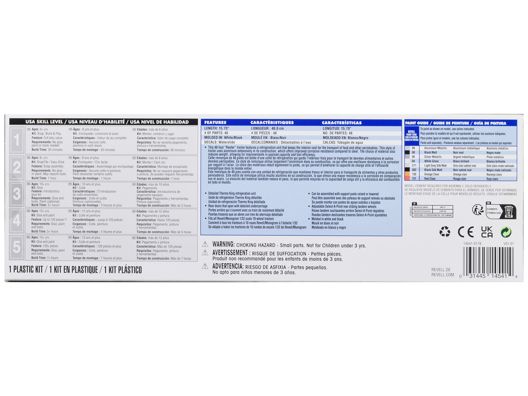 Level 4 Model Kit Fruehauf 40' Refrigerated Trailer "Polar ICE" 1/32 Scale Model by Revell