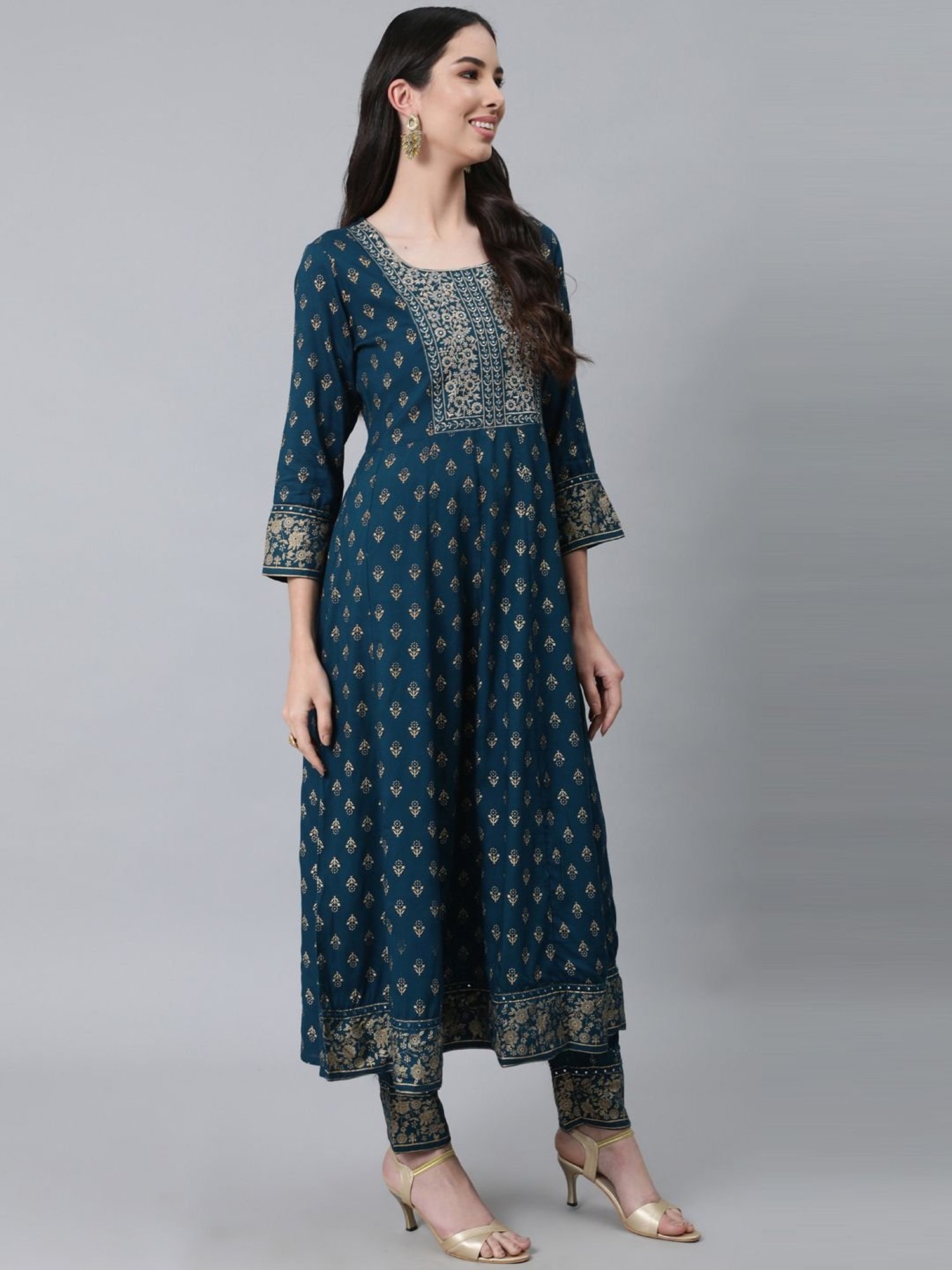 Anubhutee Blue Printed Kurta Pant Set With Dupatta