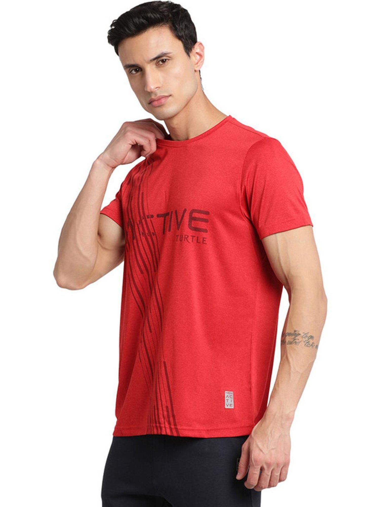 Turtle Red Slim Fit Printed T-Shirts