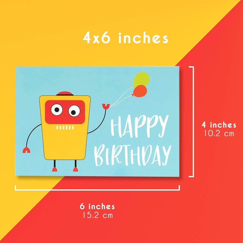 48 Pack Children Birthday Cards Unicorn, Flamingo, and Monster Designs Happy Birthday Greeting Cards Assortment for Kids Variety Pack - Bulk Box Set with Envelopes Included - 4 x 6 Inches