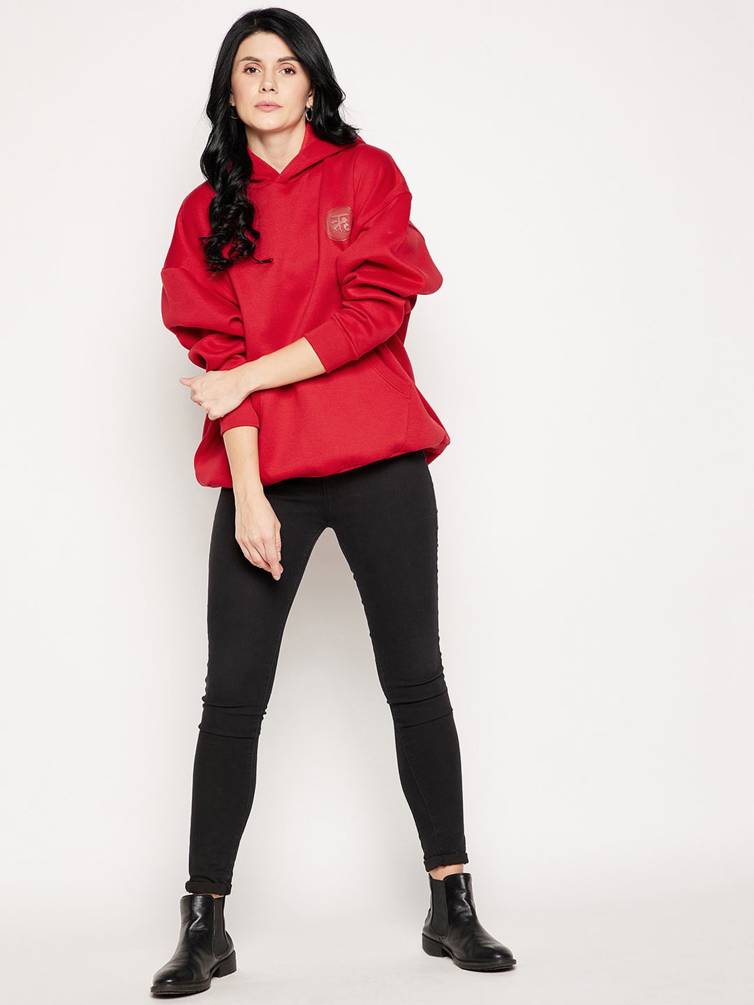 EDRIO Red Fleece Regular Fit Sweatshirt