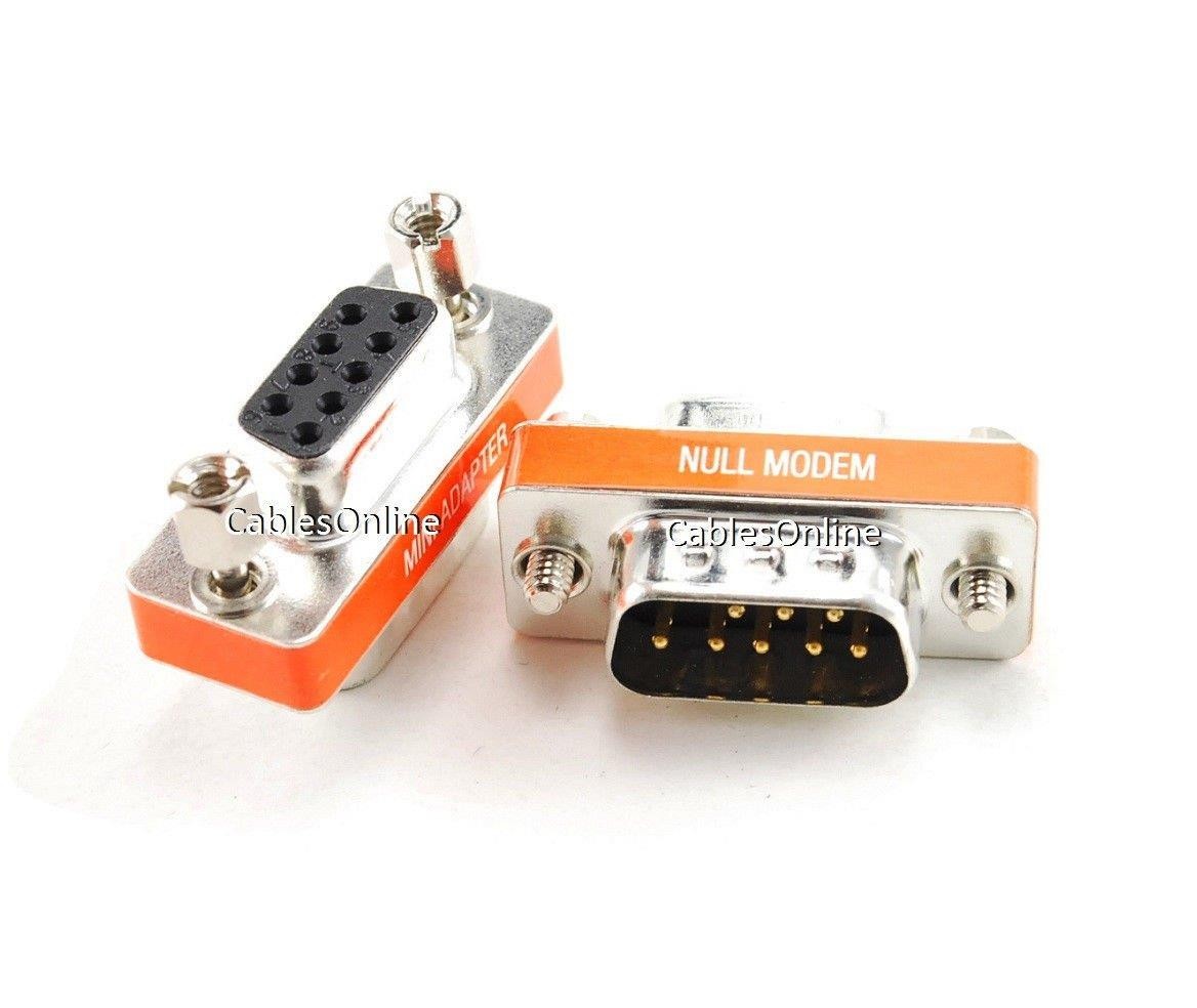 CablesOnline DB9 Null Modem Male to Female Slimline Data Transfer Adapter/Gender Changer , (2-Pack) (AD-N04M-2)